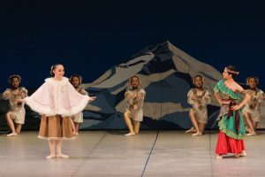 盗賊の娘に別れを告げ、ゲルダが犬とともに旅に出る